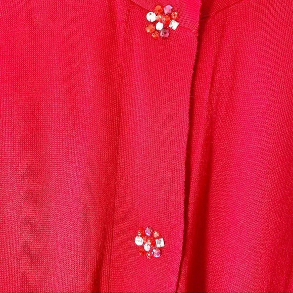 Avenue Bright Red Cardigan Sweater Size 18/20 Sparkles Rhinestones New - Picture 3 of 8